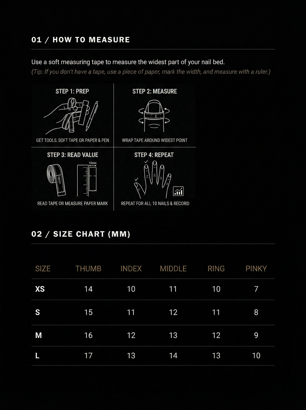 Size Guide and Usage Instructions