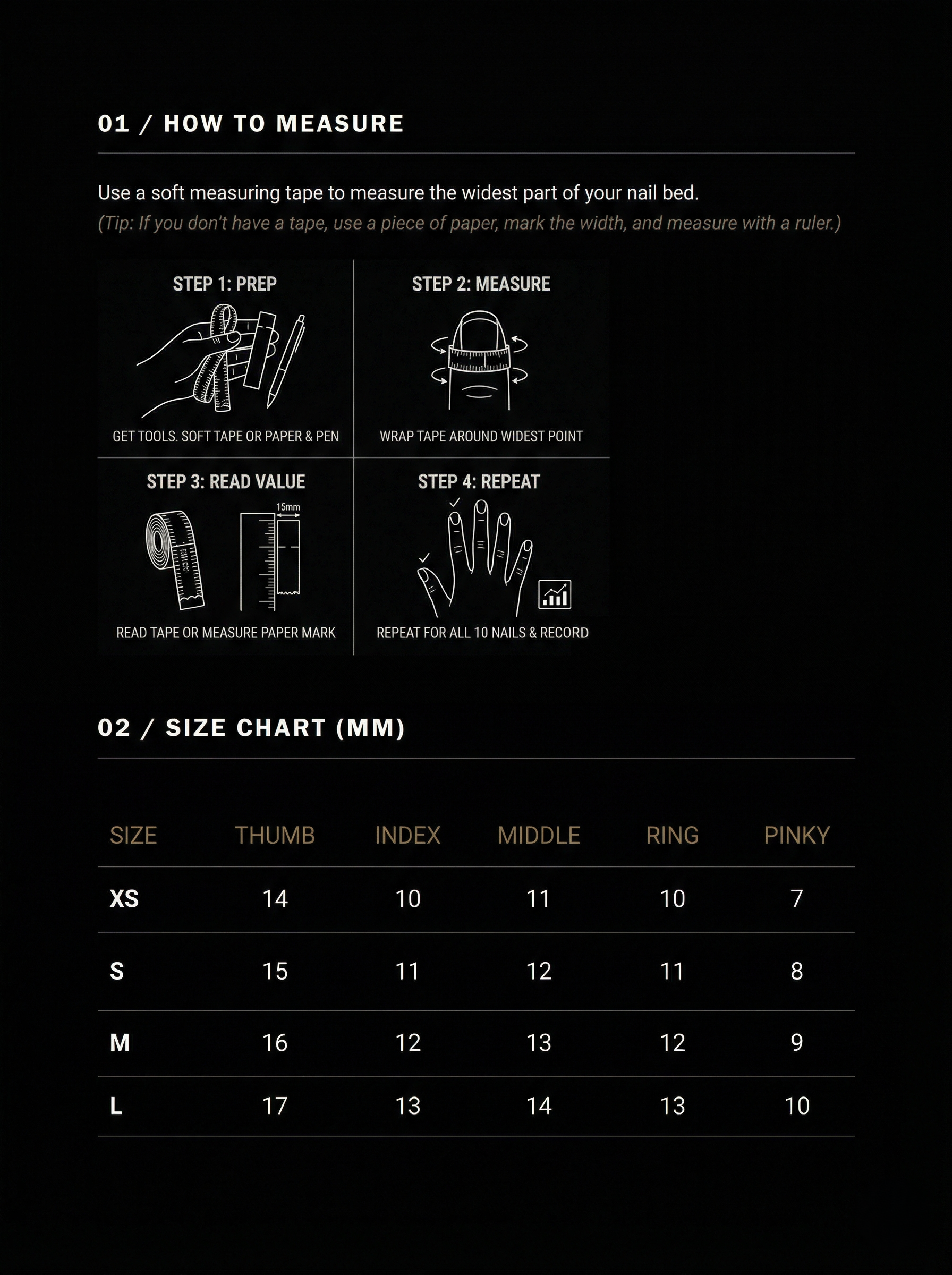 Size Guide and Usage Instructions